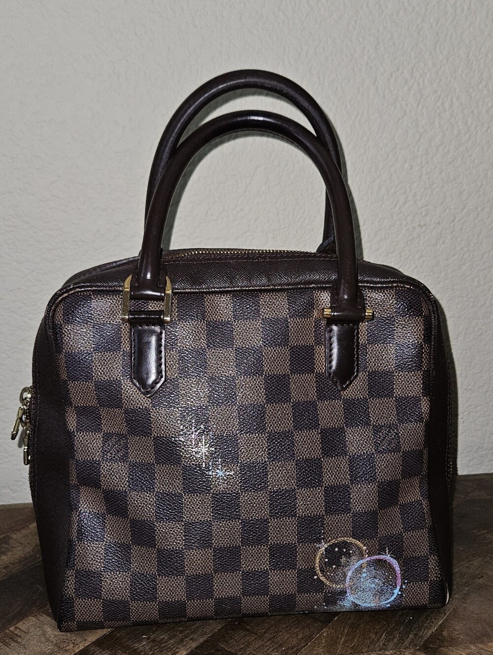 LOUIS VUITTON Damier Ebene Brera Customized Painted Baby Yoda Image - Picture 2 of 16